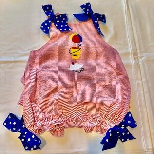 Red and Blue Striped Kids One Piece